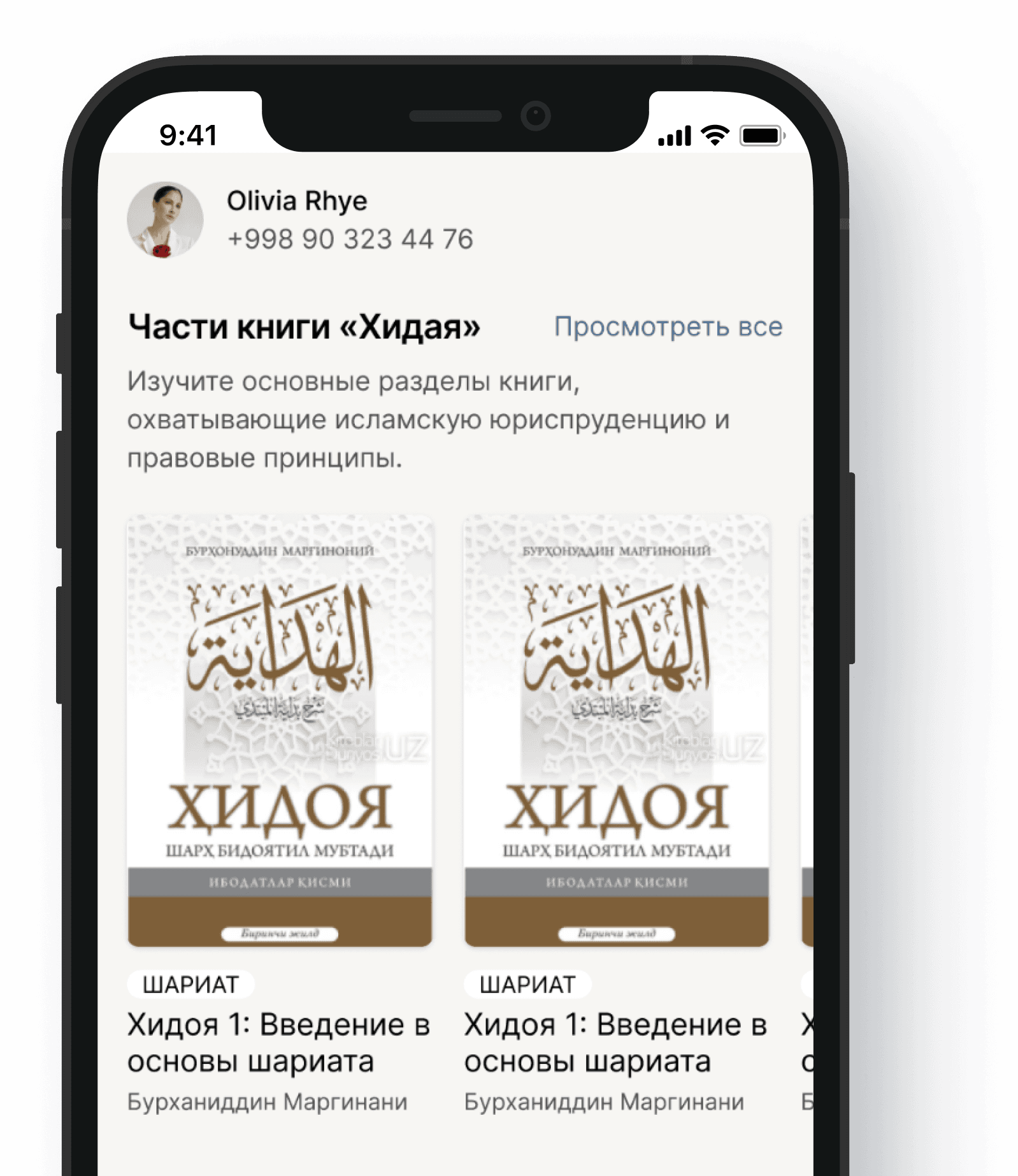 Mock Phone showing app interface